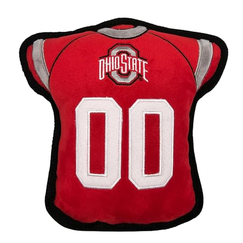 The 1st Ever Tough but Smooth Dog Toy NCAA Ohio State Buckeyes Football Jersey Tough Pet Toy A Premium Quality Doggie Toy with Built-in Squeaker Sports Fans Favorite Chew Toy von Pets First