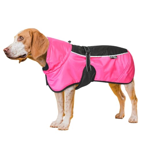 Pets Gears Hunde-Winterjacke – Hundemantel mit elastischen Unterbeinen – 100 % Polyester-Füllung, kompatibel mit Leine und Geschirr, elastischer Hals und Farben, Rosa/Schwarz, 40,6 cm Länge von Pets Gears