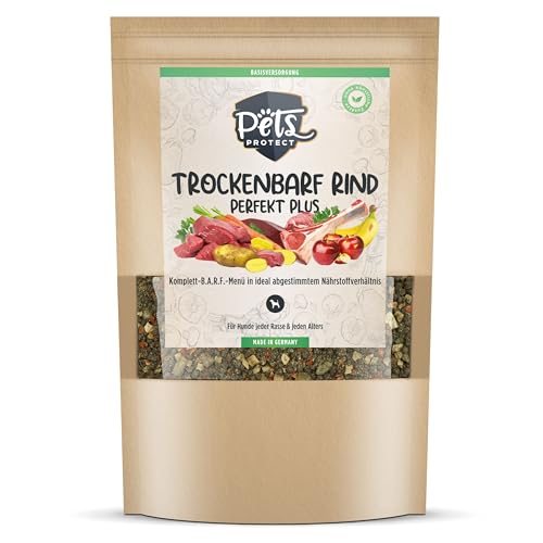 Pets Protect 1KG Trockenbarf Perfekt Plus Rind - Hundefutter Alleinfuttermittel - Barf Mahlzeit für Hunde - innovatives Futtermittel Hunde in Premium Qualität - Barf Futter für Hund - getreidefrei von Pets PROTECT