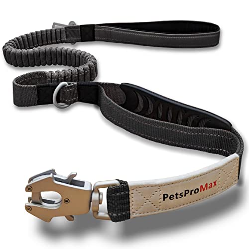 PetsProMax – taktische Hundeleine mit Auto-Sicherheitsgurt, Metallclip, strapazierfähig, elastisch, Bungee-Hundeleine, 360 Grad drehbar, mit Schnellzugriff, Metallhaken von Pets ProMax