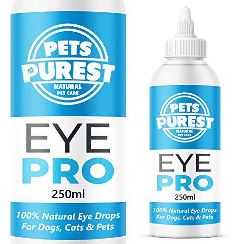 Pets Purest Augentropfen für Hunde, Katzen und Haustiere 250ml - 100% natürliche Lösung zur Augenreinigung und Behandlung von juckenden, gereizten und tränenden Augen - schnelle Ergebnisse in 3 Tagen von Pets Purest