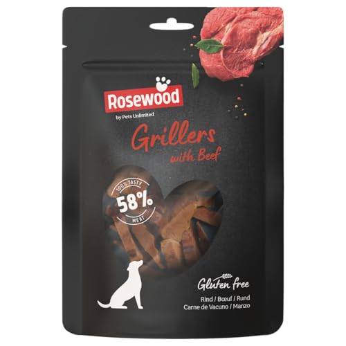 Rosewood Grillers Boeuf - Hunde Leckerli, 58% Rindfleisch, Natürliche Zutaten, Glutenfrei, Ohne Künstliche Zusätze, 100 g von Rosewood