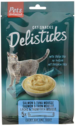 Rosewood Bâtonnets Délices mit Lachs & Thunfisch - Köstliche Mousse für Katzen, Ohne Zusatz von Salz oder Zucker, Vitamin- und Mineralstoffreich, 5 x 15 g von Pets Unlimited