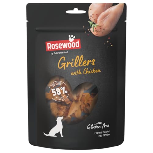 Rosewood Grillers Poulet - Hähnchensnacks für Hunde mit 58% Hühnchenanteil, natürliche Zutaten, glutenfrei und ohne künstliche Zusätze, 100 g von Rosewood