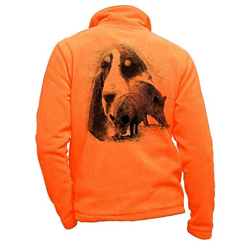 Fleecejacke orange personalisiert mit Wildschwein, großer Heiliggask - Jagd-Set Größe 3XL von Pets-easy