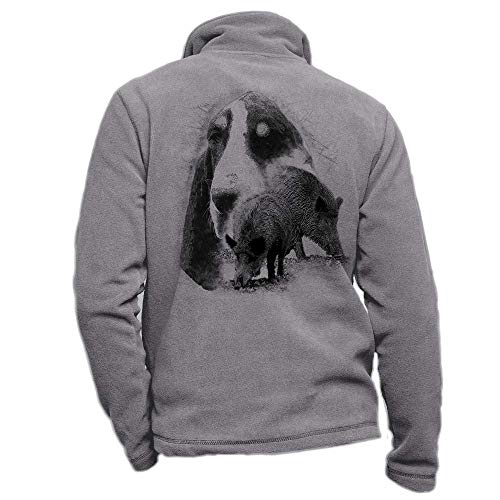 Hundejacke aus Fleece, personalisierbar, grau, mit Wildschwein, großer Gascon, Saintongeois – Jagd-Set Größe 3XL von Pets-easy