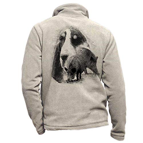 Jagd-Fleece, personalisierbar, mit Wildschwein, Hund, groß, Gascon Saintongeois – Jagdgeschäft, Größe XL von Pets-easy