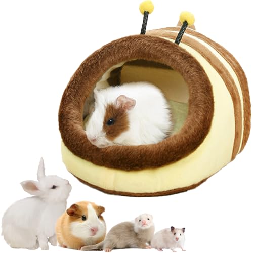 Meerschweinchenbett, Chinchilla-Haus Versteck für Frettchen, Igel, warmes Nest für Hamster, Kaninchen, Kätzchen, Kleintierbedarf, Spielzeugkäfig-Zubehör (Bie, M) von Pets on Safari