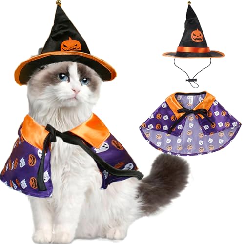 Pets on Safari Halloween-Katzenkostüm, Haustier-Hunde-Party-Umhang, Hut-Anzug, lustiger Druck, Umhang, Dekoration für Kätzchen, Welpen, Häschen von Pets on Safari