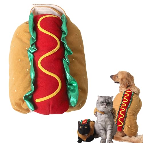 Pets on Safari Hundekostüm, lustige, warme Halloween-Kleidung für Hunde und Katzen, Hot Dog-Design, Weihnachtsbekleidung, Cosplay für Welpen, Kätzchen, große Hunde (Größe XL) von Pets on Safari