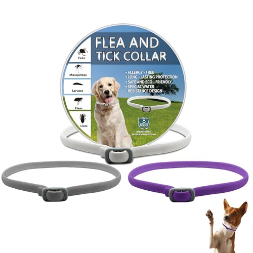 Pets4Luv Floh- und Zeckenhalsband für Hunde, Flohhalsband für Hunde, 24 Monate Schutz, Einheitsgröße für alle Hunde, verstellbar und wasserdicht, 3 Stück von Pets4Luv