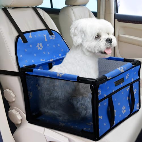 PetsHome Hundeautositz, faltbar, Hundeautositz, wasserdicht, atmungsaktiv, Oxford-Reisetasche, für kleine bis mittelgroße Hunde, Welpen und Haustiere, Blau von PetsHome