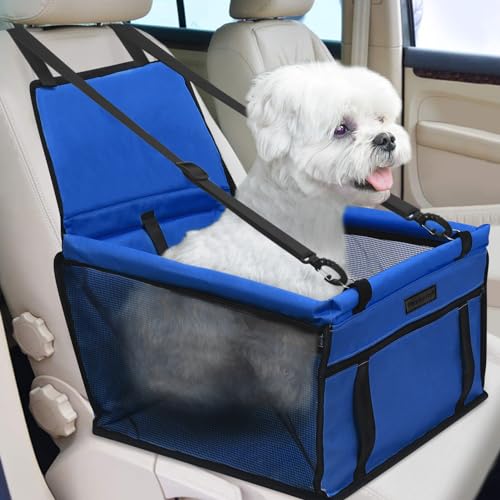 PetsHome Hunde Autositz Faltbarer Hund Auto Booster Sitz Wasserdicht Atmungsaktiv Oxford Reisetasche für kleine bis mittelgroße Hunde, Welpen und Haustiere - Reines Blau von PetsHome