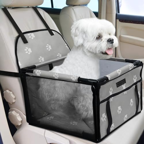 PetsHome Hunde Autositz Upgrade Hund Auto Booster Sitz, Faltbarer Haustier Autositz mit 12 PVC-Rohren, Wasserdicht Atmungsaktiv Oxford Reise Welpen Autositz für Kleine bis Mittlere Hunde und von PetsHome