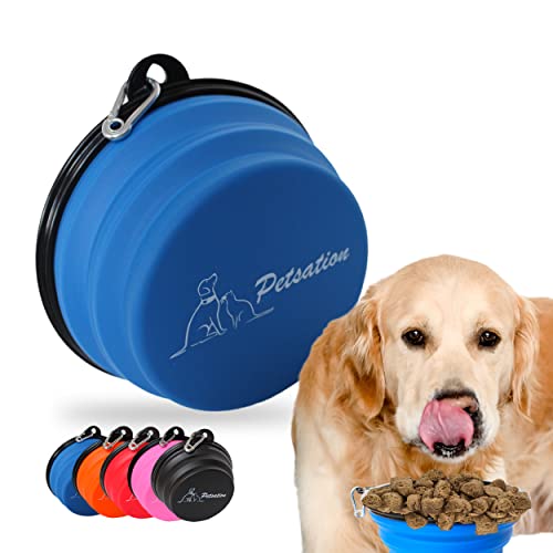 PETSATION– Hundenapf faltbar für unterwegs [Das Original] Futternapf Hund ideal für den Alltag–1000 ml+350 ml Wassernapf – Trinknapf für den Hund - Reisenapf, Fressnapf, Napf (1000ml+350 ml, blau) von Petsation