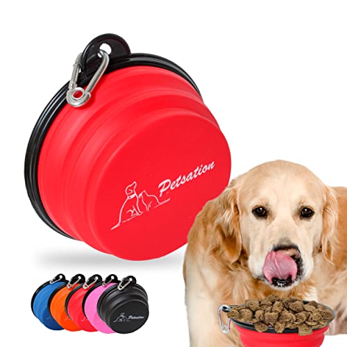 PETSATION – Hundenapf faltbar für unterwegs [Das Original] Futternapf Hund ideal für den Alltag – 1500 ml Wassernapf – Trinknapf für den Hund - Reisenapf, Fressnapf, Napf (Rot, 1500 ml) von Petsation