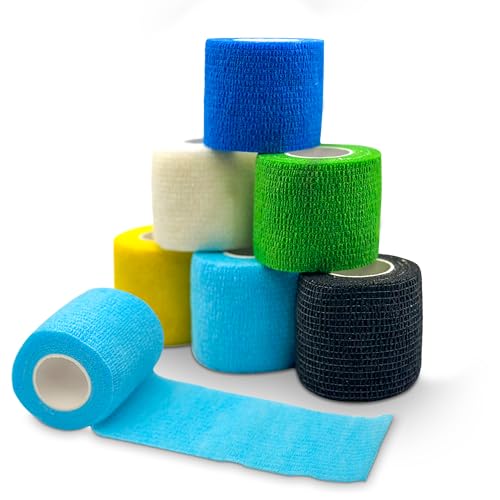 Petsation - 6 Selbstklebende Bandagen für Tiere [Das Original] Verbände für Hunde, Katzen, Pferde und Menschen Verband elastische Binde Handgelenk Bandage Pflaster (Farbig) von Petsation