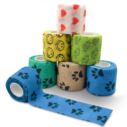 Petsation - 6 Selbstklebende Bandagen für Tiere [Das Original] Verbände für Hunde, Katzen, Pferde und Menschen Verband elastische Binde Handgelenk Bandage Pflaster (Motiv) von Petsation