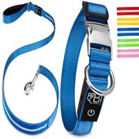 Petsation Leuchthalsband + Leine blau M von Petsation