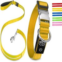 Petsation Leuchthalsband + Leine gelb XS von Petsation