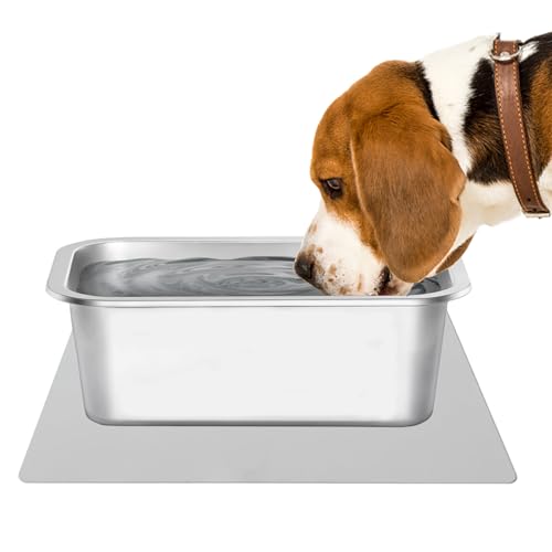 Petschat Hunde Wassernapf für Große Hunde, 1,25 Gallonen Hohe Kapazität Edelstahl Hundenapf & Rutschfeste Silikonmatte - Großer Hund Wassernapf Futternapf für große, mittelgroße Rassen Hunde, Indoor von Petschat