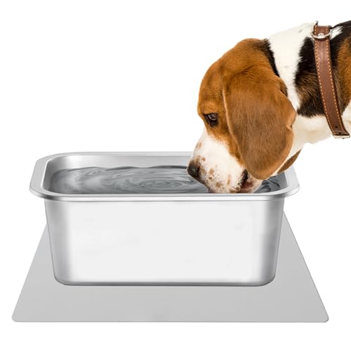 Petschat Hundenapf für Große Hunde, 2,65 Gallonen Hohe Kapazität Edelstahl Hundenapf & Rutschfeste Silikonmatte - Großer Hund Wassernapf Futternapf für große, extra große Rassen Hunde, Indoor Outdoor von Petschat