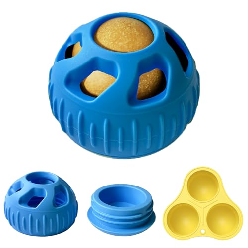 Petschat Interactive Dog Toys, Treat Dispensing Dog Toy, Chew Toys to Keep Your Pup Distracted, Frozen Dog Treats Toy for Aggressive Chewer, Durable Dog Puzzle for Small Medium Dog (Blue & Yellow) von Petschat