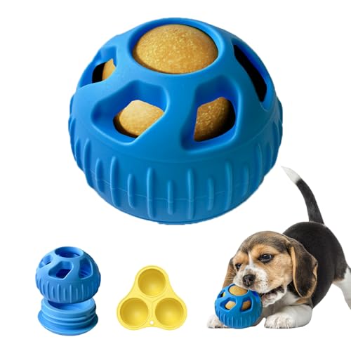 Petschat Interactive Dog Toys, Treat Dispensing Dog Toy, Chew Toys to Keep Your Pup Distracted, Frozen Dog Treats Toy for Aggressive Chewer, Durable Dog Puzzle for Small Medium Dog (Blue & Yellow) von Petschat