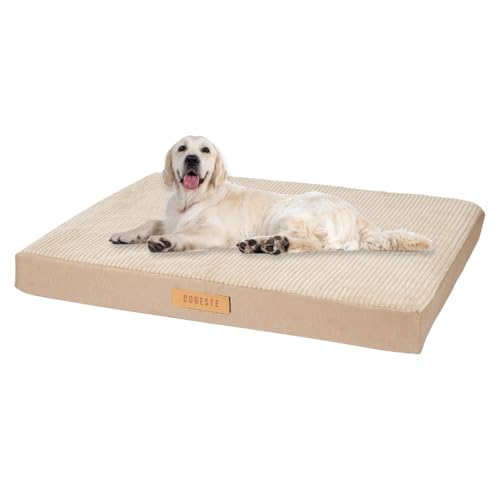 Petsen Großes Hundebett, Orthopädisches Hund Kissen Hunde-Matratze mit Waschbarer Abdeckung, Gelenkschonend Hundesofa Hundematte mit Gravieren Namen (Beige, L 100 cm x B 90 cm x H 10 cm) von Petsen