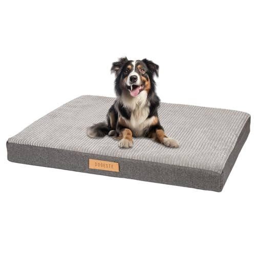 Petsen Großes Hundebett, Orthopädisches Hund Kissen Hunde-Matratze mit Waschbarer Abdeckung, Gelenkschonend Hundesofa Hundematte mit Gravieren Namen (Grau, L 100 cm x B 90 cm x H 10 cm) von Petsen