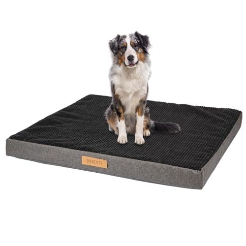 Petsen Großes Hundebett, Orthopädisches Hund Kissen Hunde-Matratze mit Waschbarer Abdeckung, Gelenkschonend Hundesofa Hundematte mit Gravieren Namen (Schwarz-Grau, L 100 cm x B 90 cm x H 10 cm) von Petsen