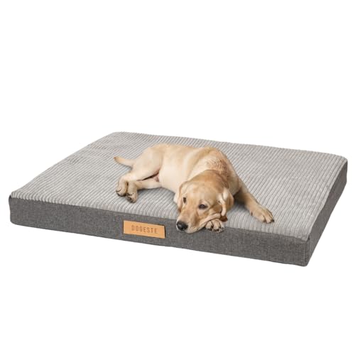 Petsen Orthopädisches Großes Hundebett, Hund Kissen Hunde-Matratze mit Waschbarer Abdeckung, Gelenkschonend Hundesofa Hundematte mit Gravieren Namen (Grau, L 90 cm x B 70 cm x H 10 cm) von Petsen