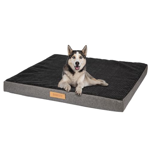 Petsen Großes Hundebett, Orthopädisches Hund Kissen Hunde-Matratze mit Waschbarer Abdeckung, Gelenkschonend Hundesofa Hundematte mit Gravieren Namen (Schwarz-Grau, L 90 cm x B 70 cm x H 10 cm) von Petsen