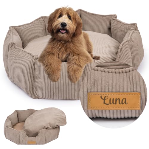 Petsen Großes Hundebett XXL, Hundesofa, Hundekissen Oval, Hundekörbchen Waschbar, Hundematte, Hundenest – 100 x 85 cm (Beige) von Petsen