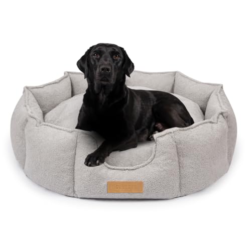 Petsen Großes Hundebett XXL, Hundesofa, Hundekissen Oval, Hundekörbchen Waschbar, Hundematte, Hundenest – 100 x 85 cm (Boucle Grau) von Petsen