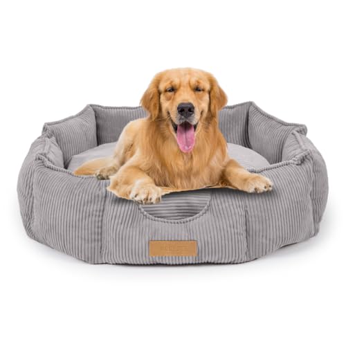 Petsen Großes Hundebett XXL, Hundesofa, Hundekissen Oval, Hundekörbchen Waschbar, Hundematte, Hundenest – 100 x 85 cm (Grau) von Petsen