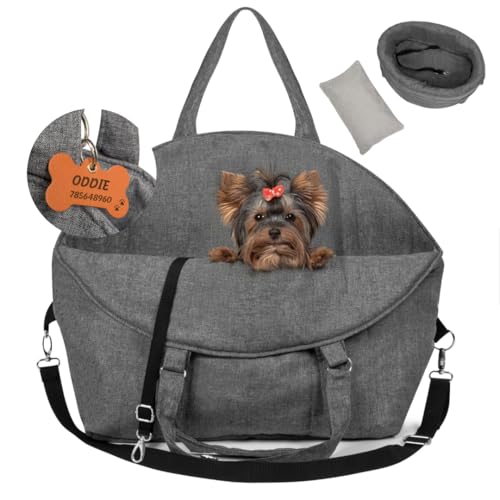 Petsen Hundetasche, Transportbox, 3in1 Hunde & Katzen Tragetasche, Hundetransportbox mit Pet-Kissen, Hundebett, Autositz Hund Universal Waschbar (Grau) von Petsen