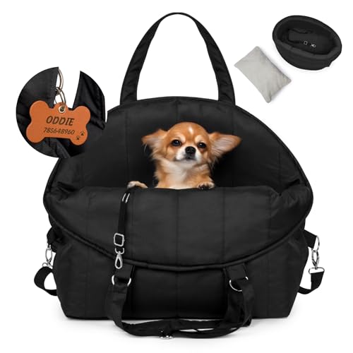 Petsen Hundetasche, Transportbox, 3in1 Hunde & Katzen Tragetasche, Hundetransportbox mit Pet-Kissen, Hundebett, Autositz Hund Universal Waschbar (Schwarz) von Petsen