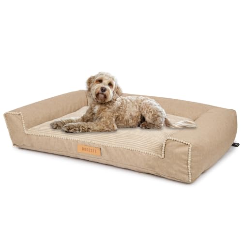 Petsen Personalisierte Hundebett - Grosse Große Mittelgroße Hunde - Hundekissen waschbar – Hundekörbchen - Hundematte mit Gravieren Namen (Kord beige, L 118 x B 78 x H 17 cm) von Petsen