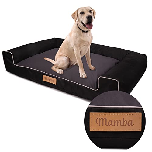 Petsen Personalisierte Hundebett - Grosse Große Mittelgroße Hunde - Hundekissen – Hundekörbchen - Hundematte mit Gravieren Namen (Schwarz, L 100 x B 65 x H 17 cm) von Petsen