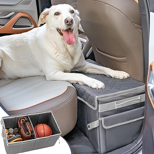 PETSFIT Sitzverlängerung für Hunde, Hunde-Autositzverlängerung für Vorder- und Rücksitz, zusammenklappbarer Auto-Organizer für Hunde bis zu 45 kg (grau) von Petsfit