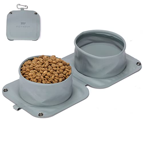 Petsfit Faltbarer Hundenapf 2er Set Reisenapf Hund tragbare Fressnäpfe mit Reiseetui für Futter und Wasser,100% lebensmittelechtes Silikon,BPA-frei von Petsfit