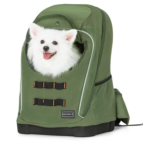 Petsfit Haustier-Hundetragerucksack mit verbessertem Gewichtsreduzierungsdesign, Katzen- und Hunderucksack mit großer Belüftung, einfache Passform für Reisen, Wandern, Camping, für kleine, mittelgroße von Petsfit