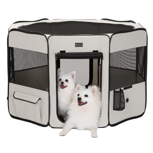 PETSFIT Hundegehege für den Innenbereich, Anti-Auslauf-Unterseite, faltbar, zusammenklappbar, Welpenlaufstall, kaufestes Design, Hunde-Laufstall innen, 116 × 106 × 72 cm, Beige PETSFIT Hundegehege für den Innenbereich, Anti-Auslauf-Unterseite, faltbar, zusammenklappbar, Welpenlaufstall, kaufestes Design, Hunde-Laufstall innen, 116 × 106 × 72 cm, Beige von Petsfit