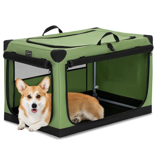 Petsfit Tragbare weiche mittelgroße Hundebox, Innen- und Außenbox für Haustiere, für mittelgroße Hunde, Grün, 76,2 x 50,8 x 48,2 cm von Petsfit