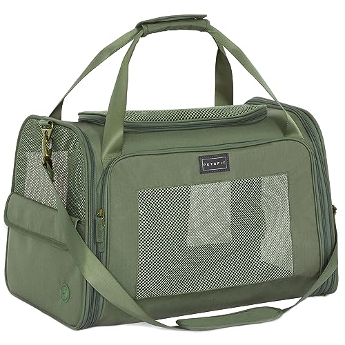 Petsfit Transportbox Katze Hund faltbar Transporttasche Hundetasche für Katzen Hunde, Hochwertige Tragetasche Flugtasche Hund Katze mit Schultergurt und weiches expandierbare Kissen,groß von Petsfit