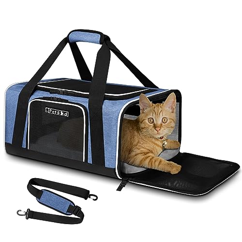 Petskd JetBlue Allegiant Haustier-Tragetasche für kleine Katzen und Hunde, weiche Hundetragetasche für 0,5 - 3,6 kg Haustiere, Hunde und Katzen, mit Sicherheitsverschluss, 43,6 x 3,6 cm, Blau von Petskd