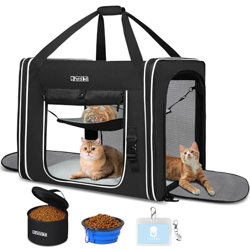 Petskd Kombinierbare Tragetasche für große Katzen oder mittelgroße Hunde, 45,7 x 43,2 x 43,2 cm, Katzentoilette für Autoreisen, 2 kleine Haustiere, weiche Tragetasche mit von Petskd