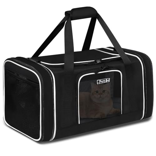 Petskd Längenerweiterbare Haustier-Tragetasche, 45,7 x 27,9 x 27,9 cm, Delta American United Airline genehmigt, weiche Haustier-Tragetasche für kleine Katzen und Hunde, mit Reißverschlüssen und von Petskd