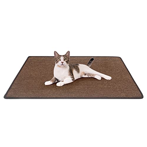 Petslucent Kratzmatte für Katzen, Sisal Kratzteppich für Hauskatzen, die Krallen Schleifen und Couchteppiche schützen Sofa Horizontales Katzenkratzmatte (80 * 50cm, Schwarz Braun) von Petslucent